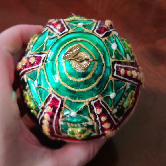 RARE CHRISTOPHER RADKO GOLD RED FABERGE EGG SAKS 5th AVE CHRISTMAS ORNAMENT - Picture 8 of 12